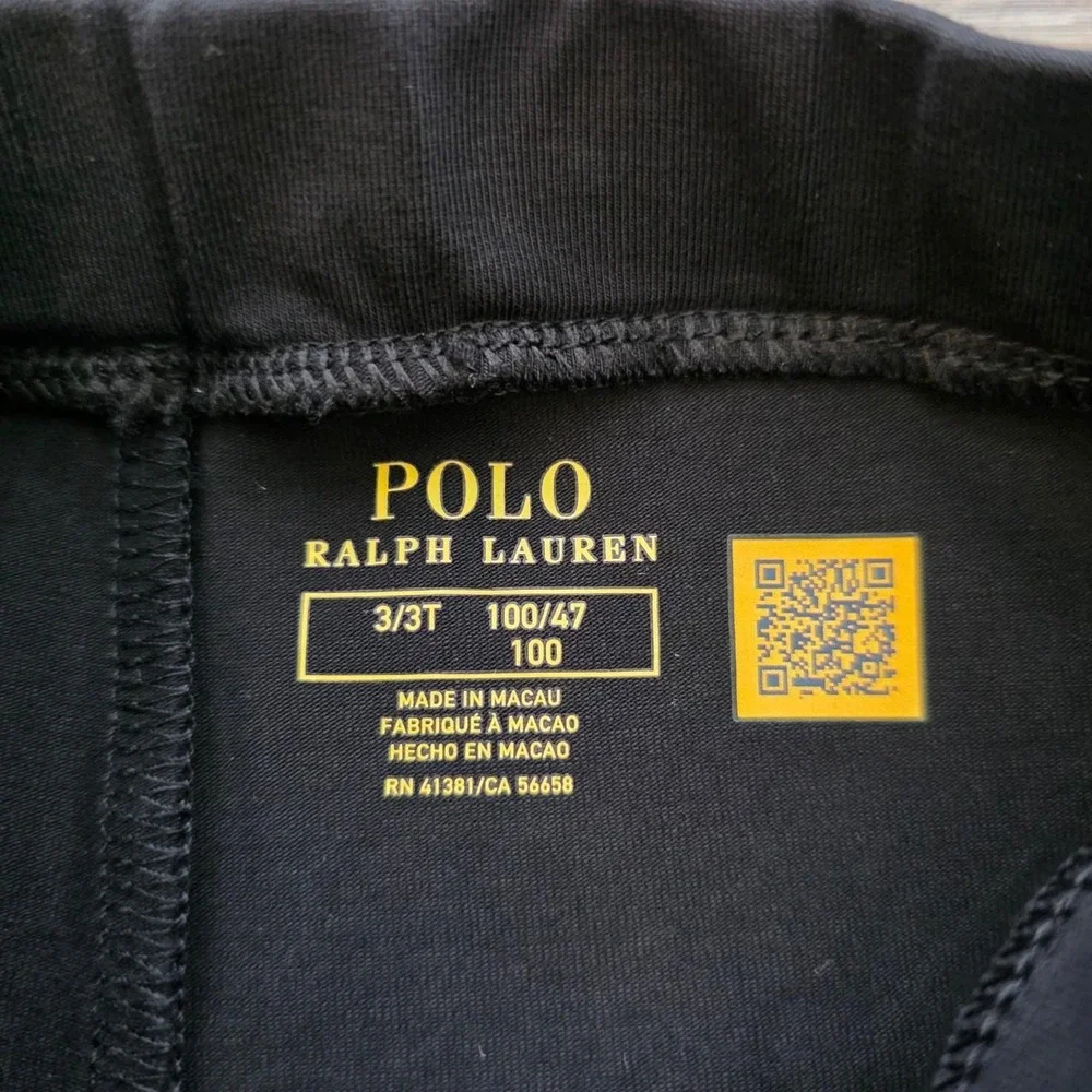 Polo Ralph Lauren Toddler Girls Faux Leather Panel Leggings Black 3T NWT